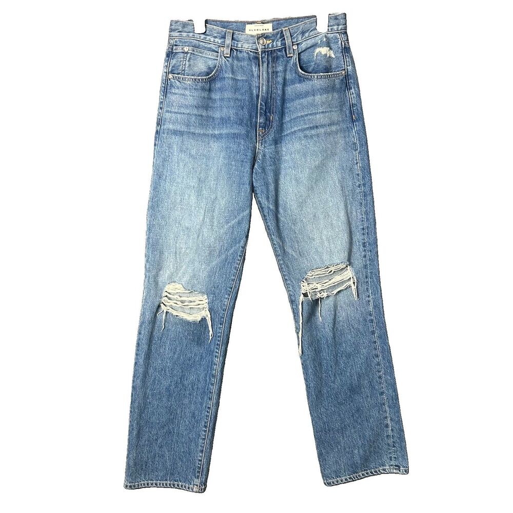 SLVRLAKE London High Rise Straight Leg Jeans Blue Denim Premium Size 29 Made USA